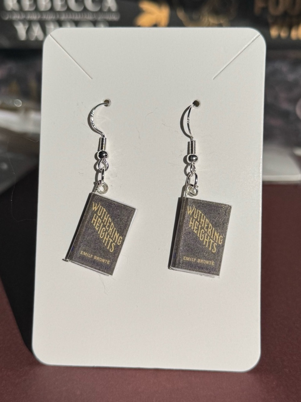 Wuthering Heights Book Dangle Earrings - Black and Gold